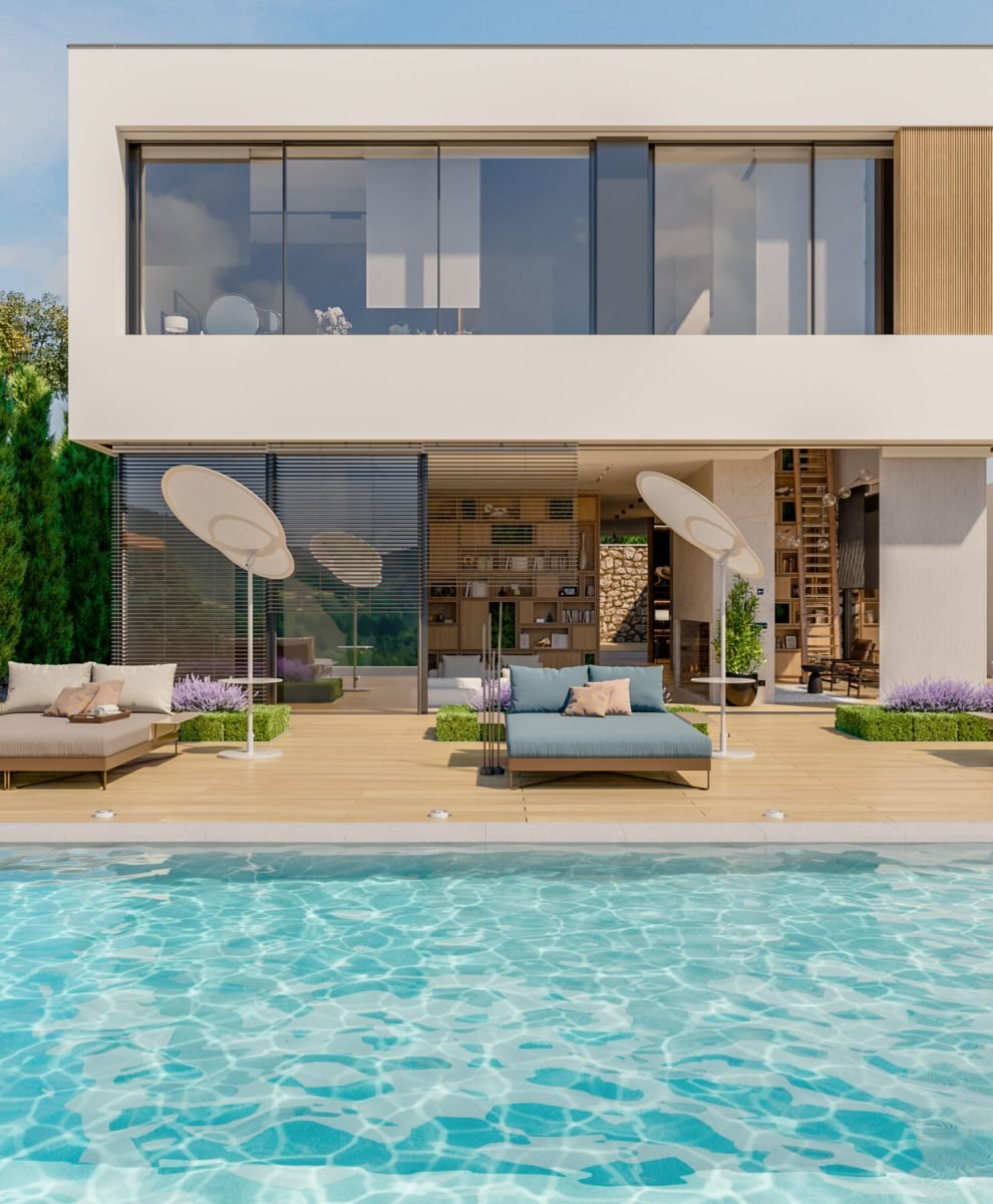 Mediterranean house in France, provence. Villa interior and exterior design view